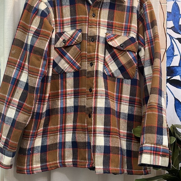 Men’s Vintage Plaid Clydesdale Reidbord Bross Heavy Shirt Fleece Size Large - Picture 3 of 6